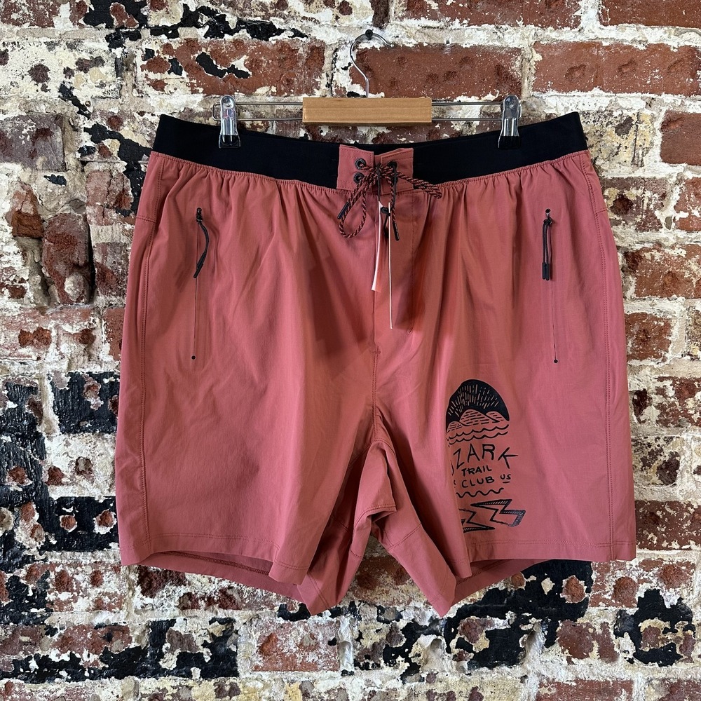 Bearded Goat Ozark Rambler Shorts Mens 2XL Clay Elastic Waist Beach Swim NWT